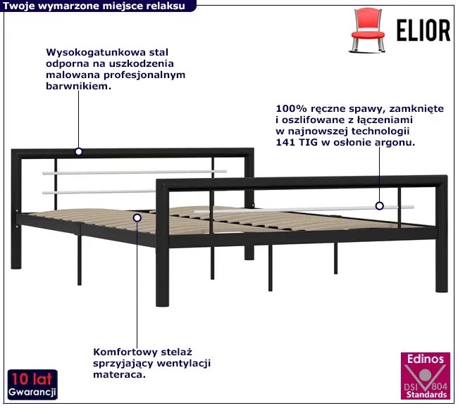 Czarne Industrialne Łóżko Metalowe 120X200 Cm R6-P81