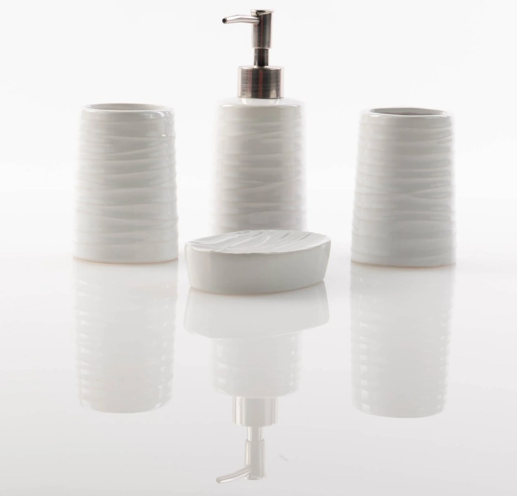 Ceramiczny zestaw akcesoriów łazienkowych WHITE - 4 sztuki w komplecie, ZELLER