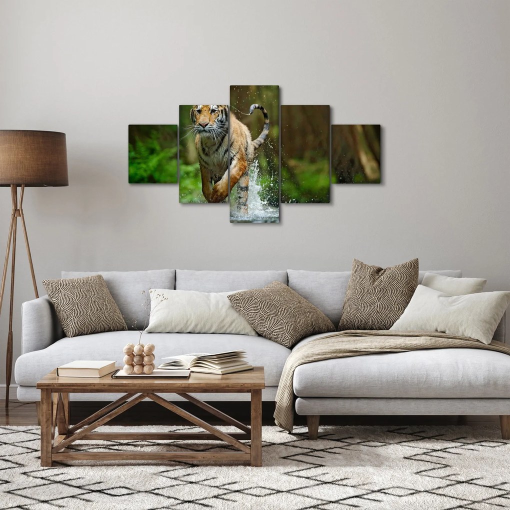 Obraz biegnącego tygrysa (125x70 cm)