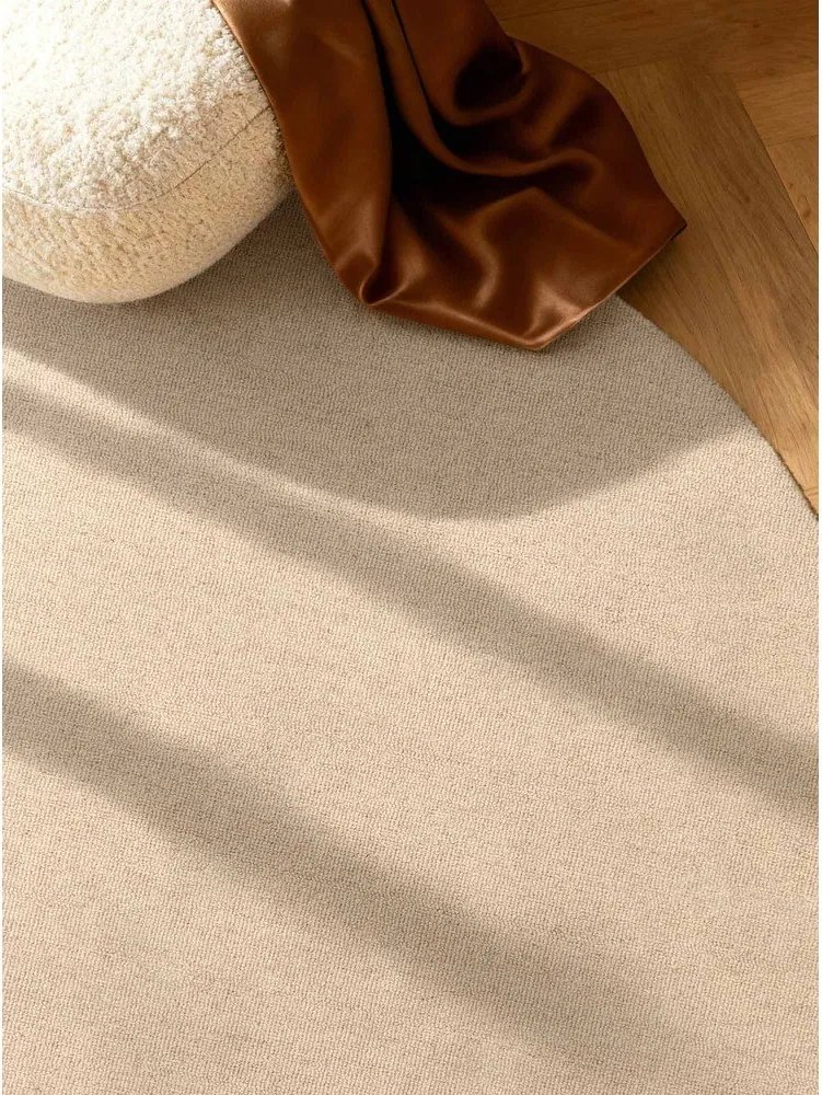 Beżowy wełniany okrągły dywan tkany ręcznie ø 200 cm Puristic Knots – Elle Decoration