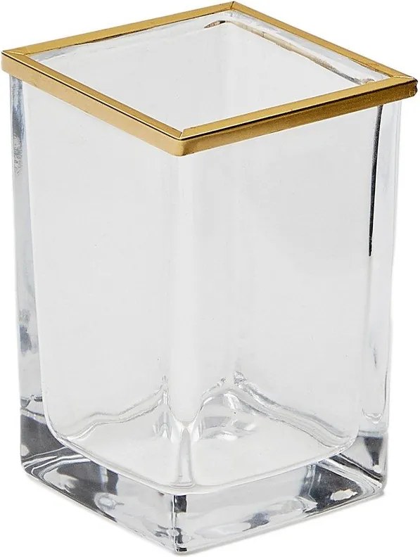 Szklany kubek na szczoteczki do zębów w kolorze złota Soanet – Kave Home