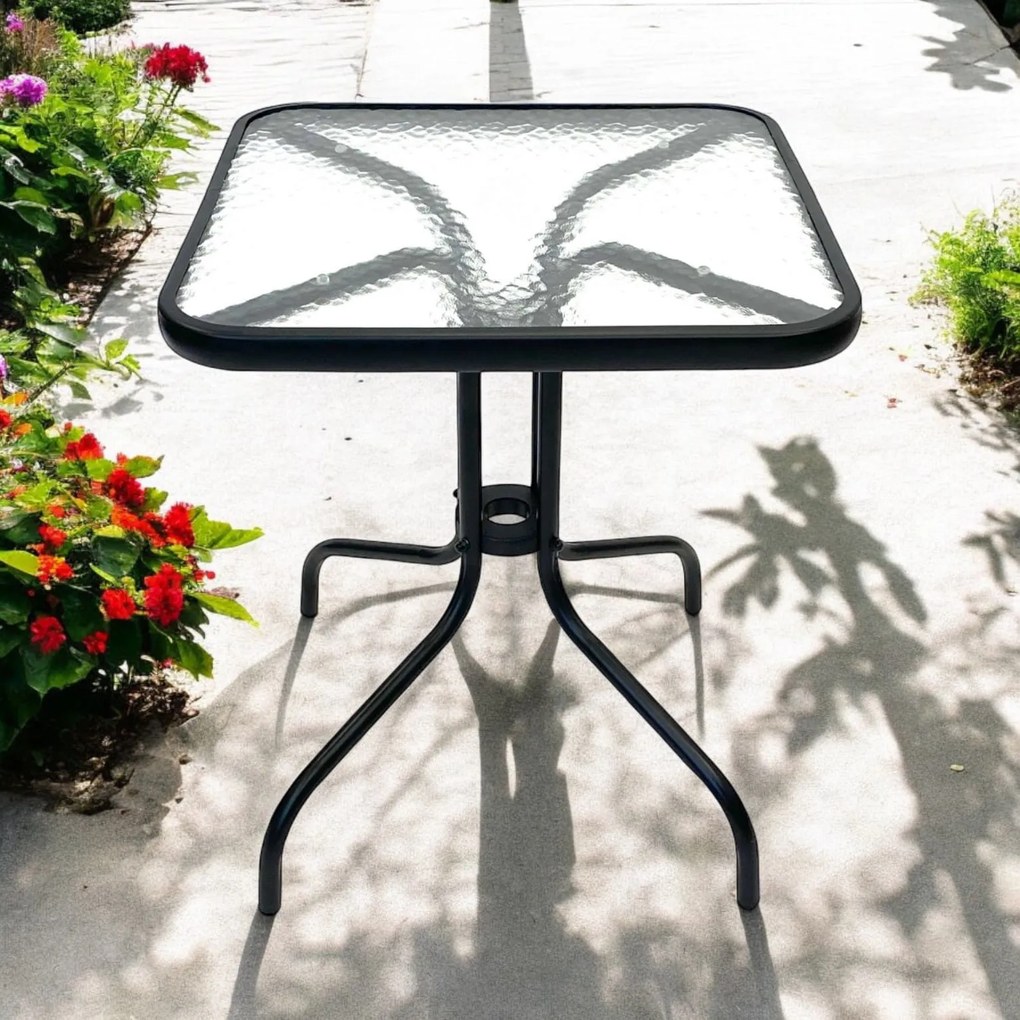 Mały stół balkonowy Glaster 60 cm szklany, kwadratowy