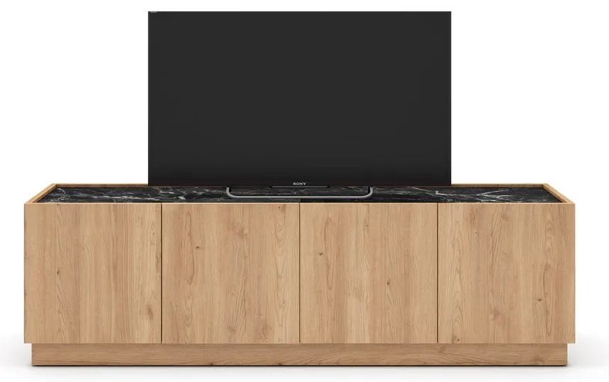 Czarno-naturalna szafka pod TV w dekorze dębu 160x48 cm Dione – Marckeric