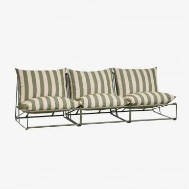 Modułowa Sofa Ogrodowa 3-częściowa Amaro Beż Tapioki - Głęboka Oliwkowa Zieleń - Sklum