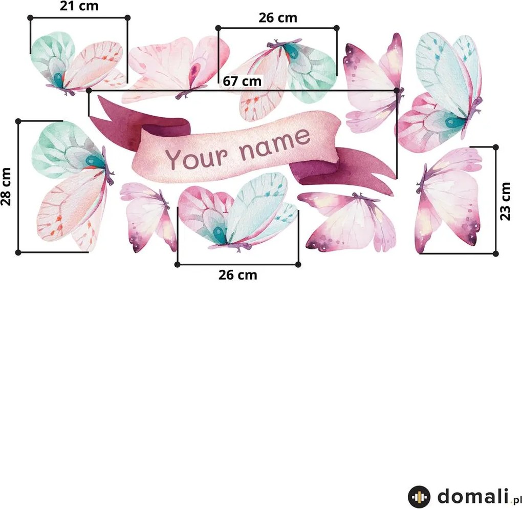 Naklejki na ścianę - Motyle z imieniem
