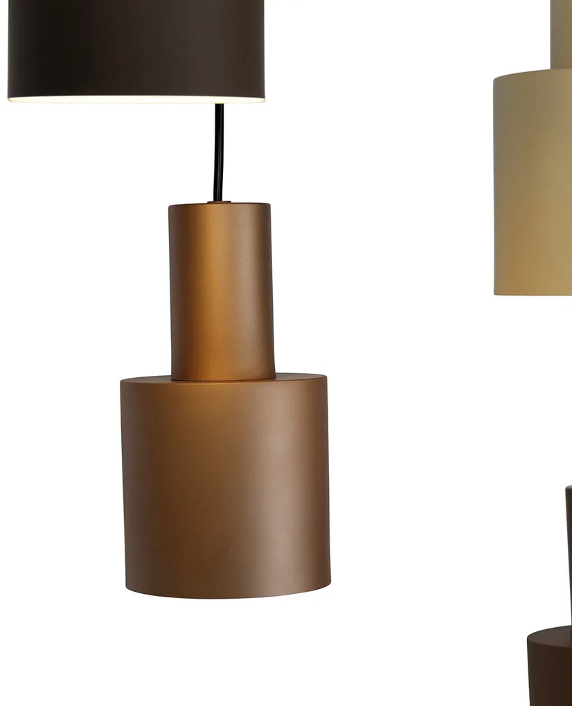 Lampa wisząca brązowa z taupe i beżem 6-światłowa - Ans Nowoczesny Oswietlenie wewnetrzne