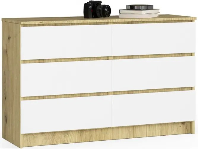 Skandynawska komoda do sypialni dąb artisan + biały S4-C70
