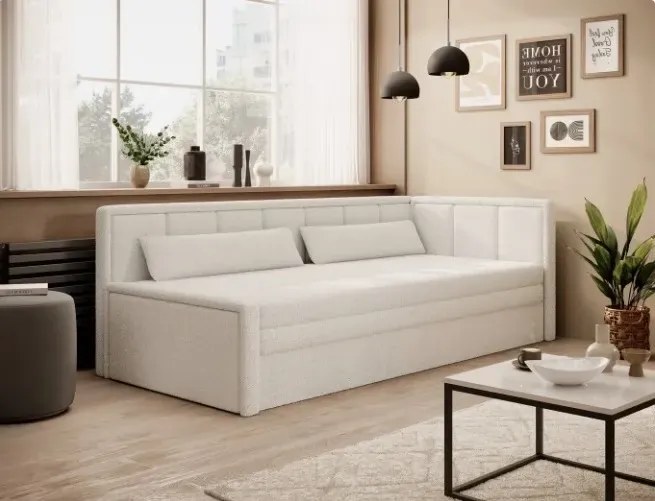 Sofa rozkładana z funkcją spania FULGEO kremowa prawa ELTAP