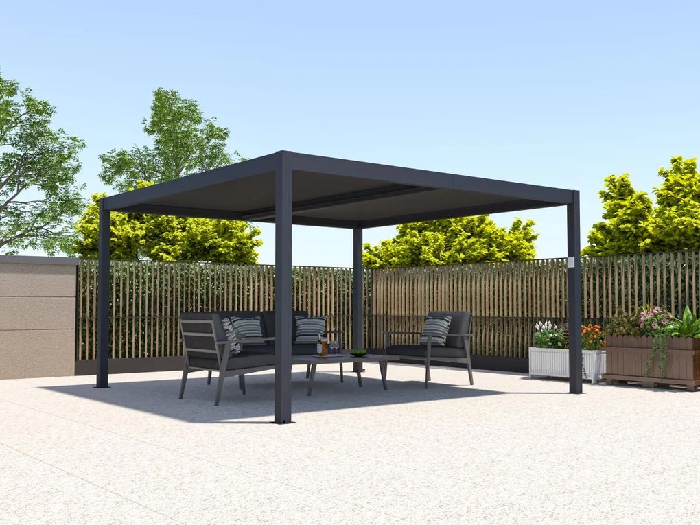 Pergola bioklimatyczna wolnostojąca elektryczna z antracytowego aluminium z otwieranym dachem 15,6 m² - AMADORA