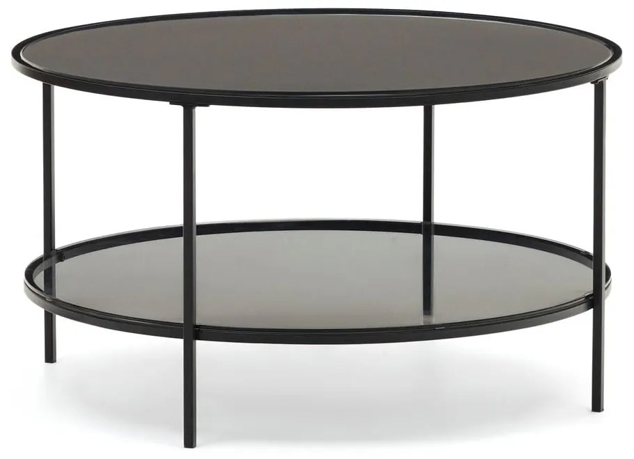 Czarny okrągły stolik ze szklanym blatem ø 80 cm Gilda – Kave Home