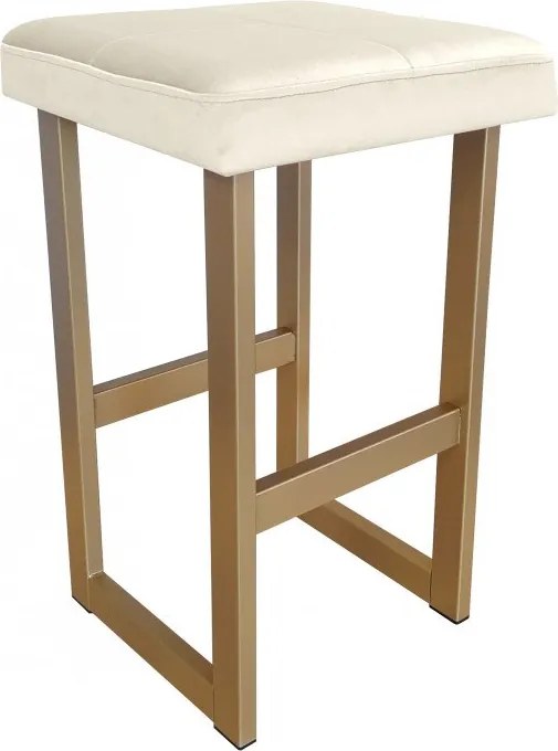 Hoker ALEX krzesło barowe tkanina Welur podstawa metalowa : Kolor Stelaża - Złoty, Kolor tkaniny - VELVET - MG50, Wysokość - 60 cm
