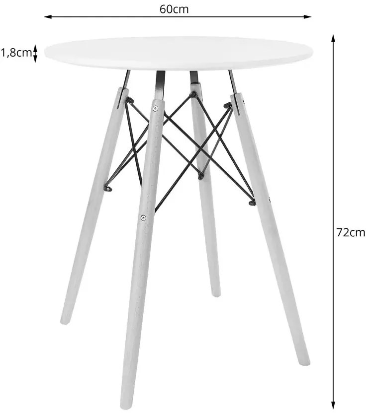 Komplet Okrągły Stół 60 Cm Dąb Z 2 Krzesłami E6-M84