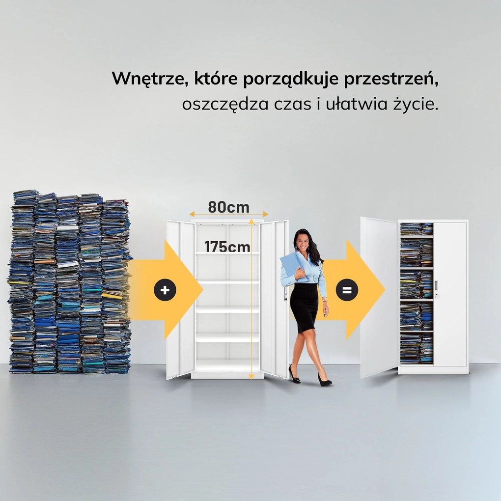 Szafa metalowa biurowa biała: JAN Compact 1750 x 800 x 400 mm