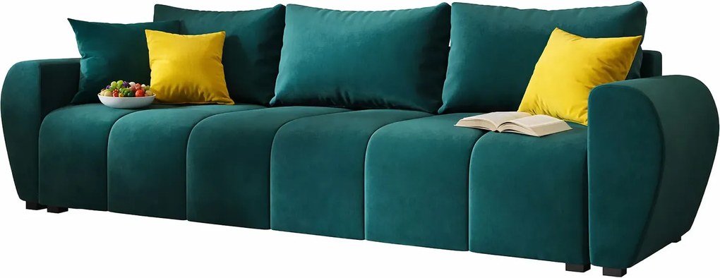 Welurowa sofa rozkładana w kolorze morskim T8-S02