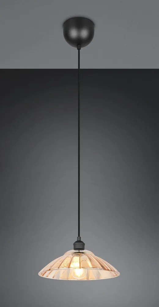 Czarno-bursztynowae metalowa lampa wisząca ze szklanym kloszem ø 29,5 cm Eluna – Reality