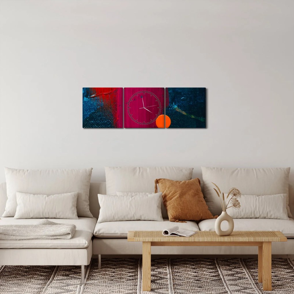 Obraz kolory (z zegarem) (90x30 cm)