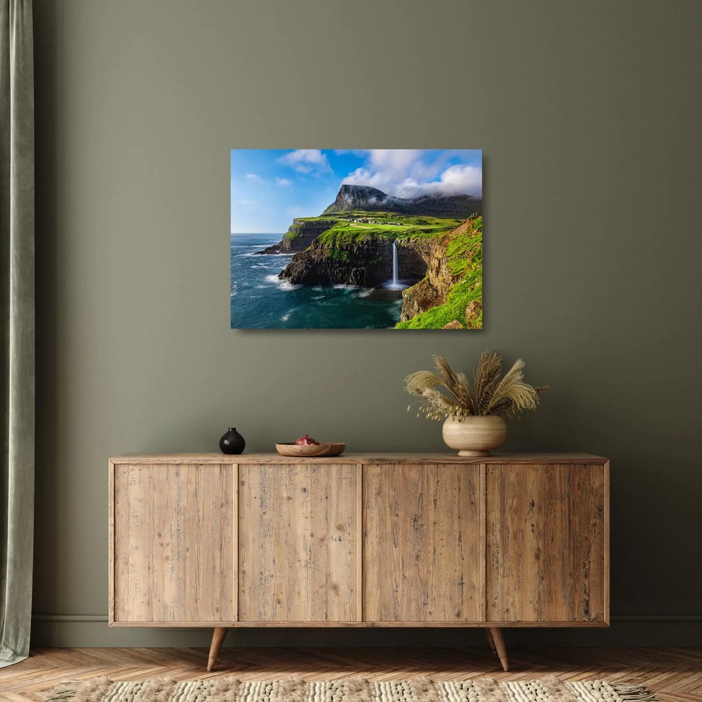 Obraz na szkle - Wodospad Múlafossur (70x50 cm)