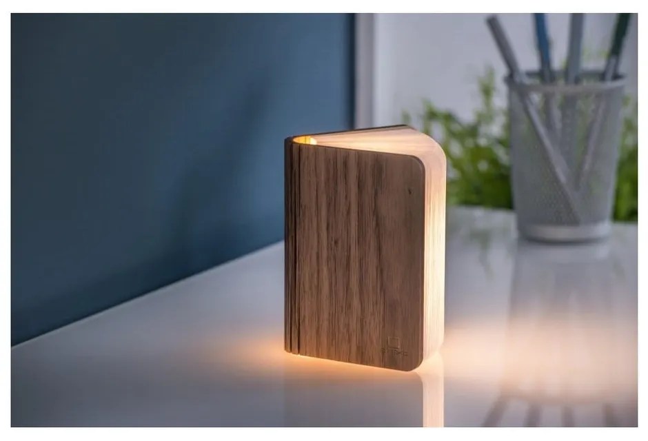 Brązowa lampa stołowa LED z tekstylnym kloszem (wysokość 2,5 cm) Booklight – Gingko