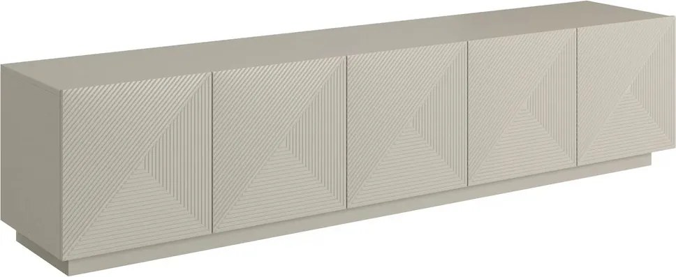 Szafka RTV Asha 200 cm pięciodrzwiowa z ryflowanym frontem - kaszmir