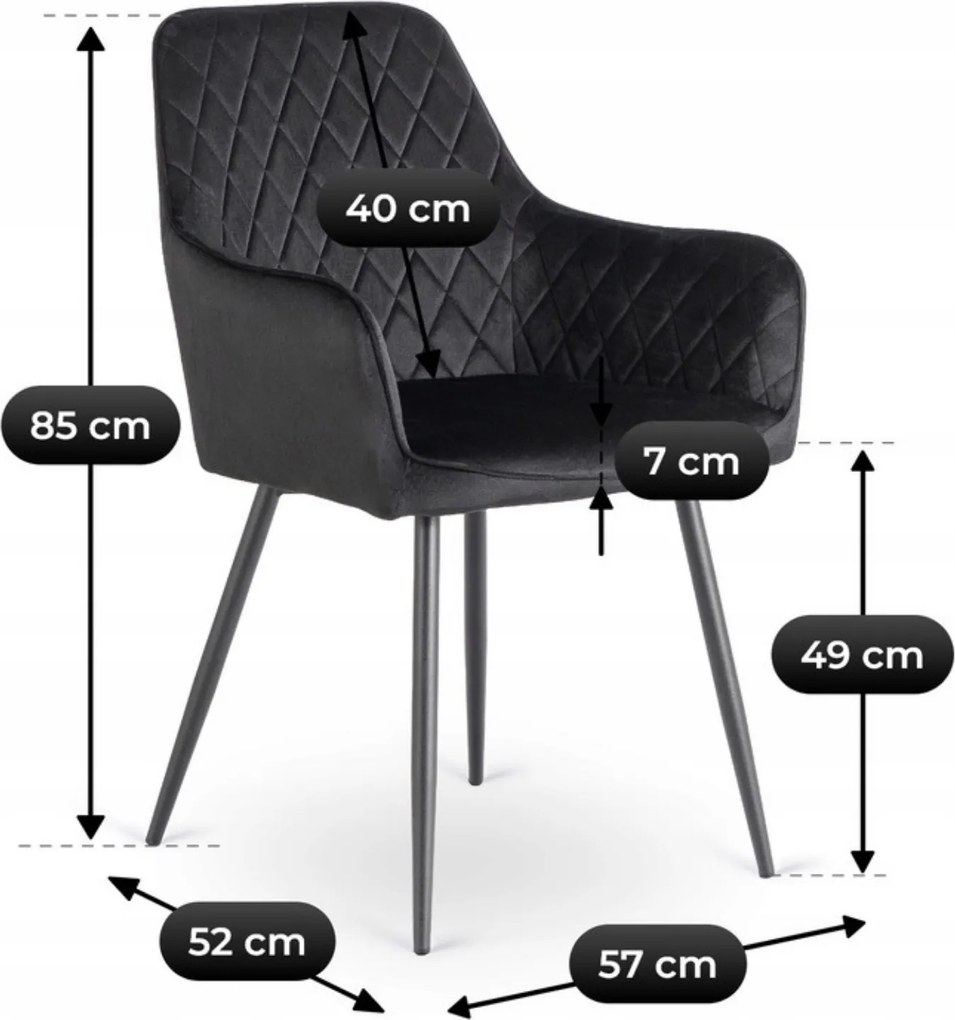 Krzesło Tapicerowane do Jadalni BRESSO Czarne Welurowe Nowoczesne Loft