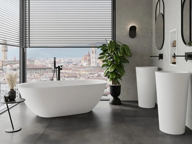 Mexen Siena wanna wolnostojąca z konglomeratu 170 x 80 cm, biała mat - 57291708000