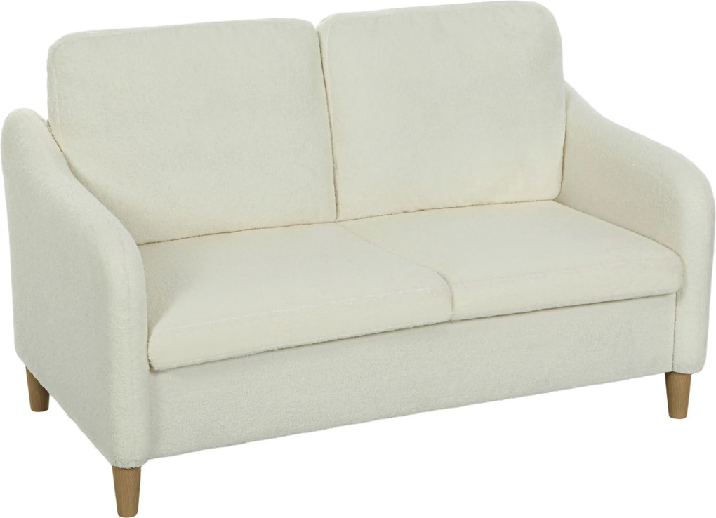 HOMCOM Dwuosobowa sofa mała sofa w stylu Sherpa-fleece 137 cm do salonu kremowa | Aosom PL