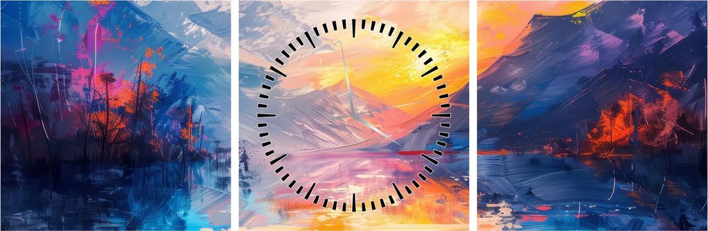 Obraz - Malarstwo krajobrazowe (z zegarem) (90x30 cm)
