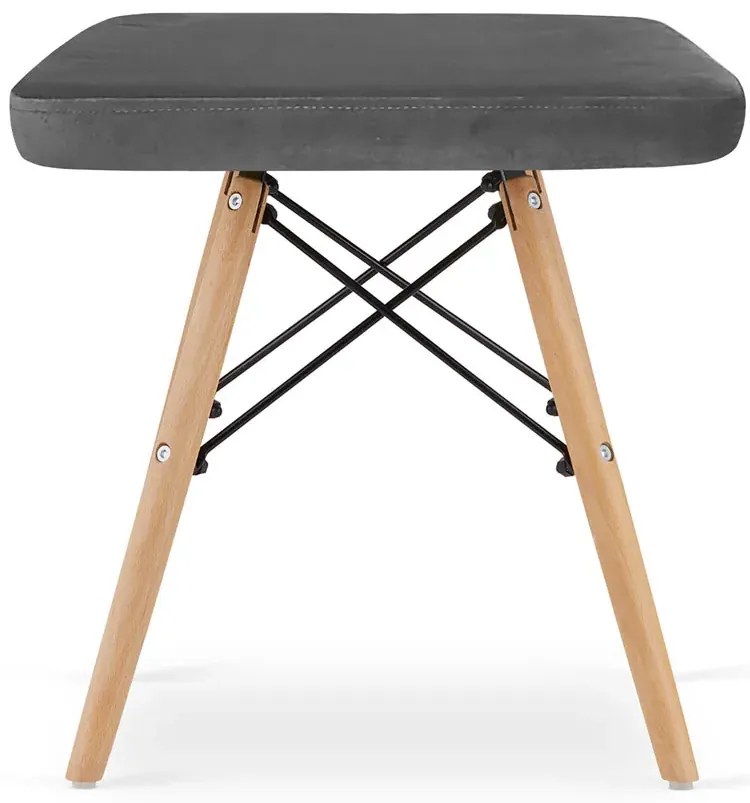 Szary skandynawski taboret welurowy - Hiren 3X