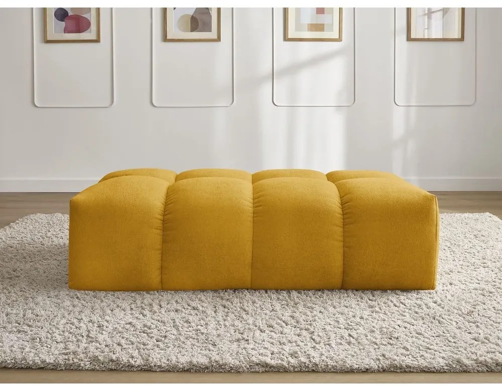 Musztardowy podnóżek z tkaniny szenilowej Everest – Bobochic Paris