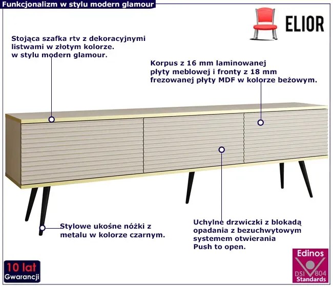 Stojąca szafka pod telewizor beż piaskowy + czarny - Ormond 10X