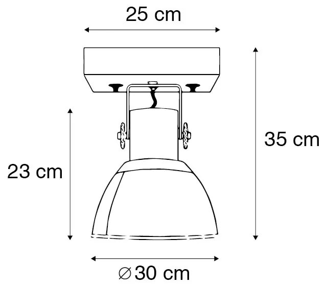 Industrialny reflektor sufitowy brązowy z drewnem 30 cm - MangoesPrzemysłowy Oswietlenie wewnetrzne