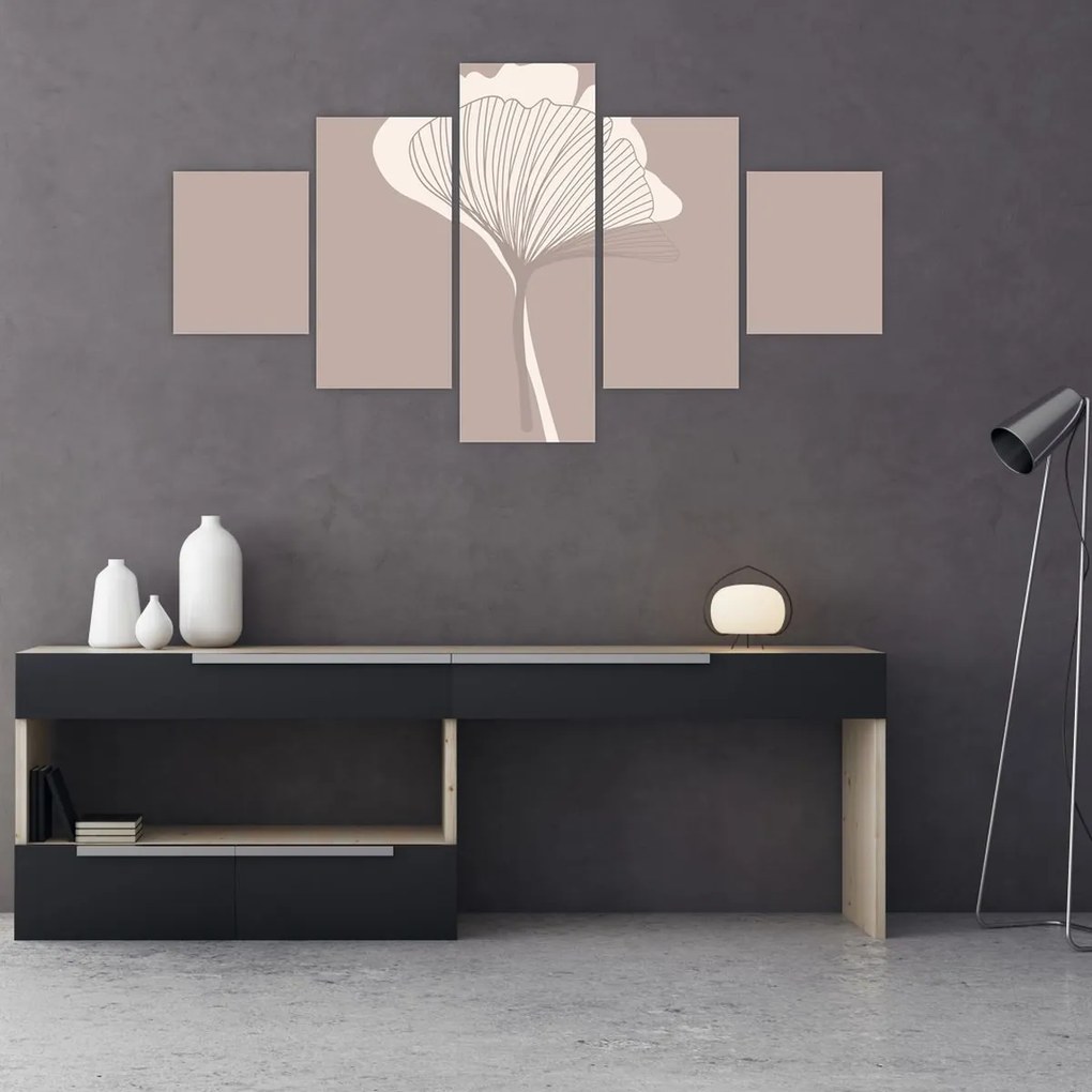 Obraz - Beżowe liście N⁰3 (125x70 cm)