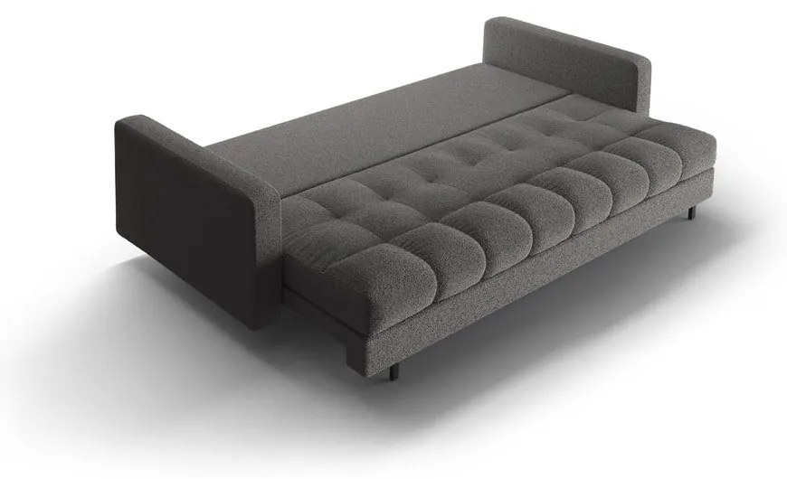 Ciemnoszara rozkładana sofa ze schowkiem z materiału bouclé 222 cm Bali – Cosmopolitan Design