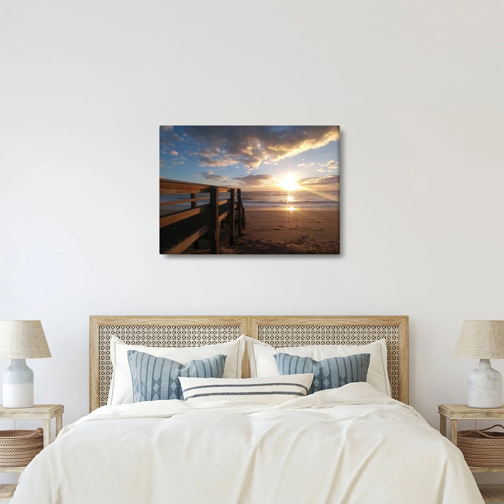 Obraz molo, plaży i morza (70x50 cm)