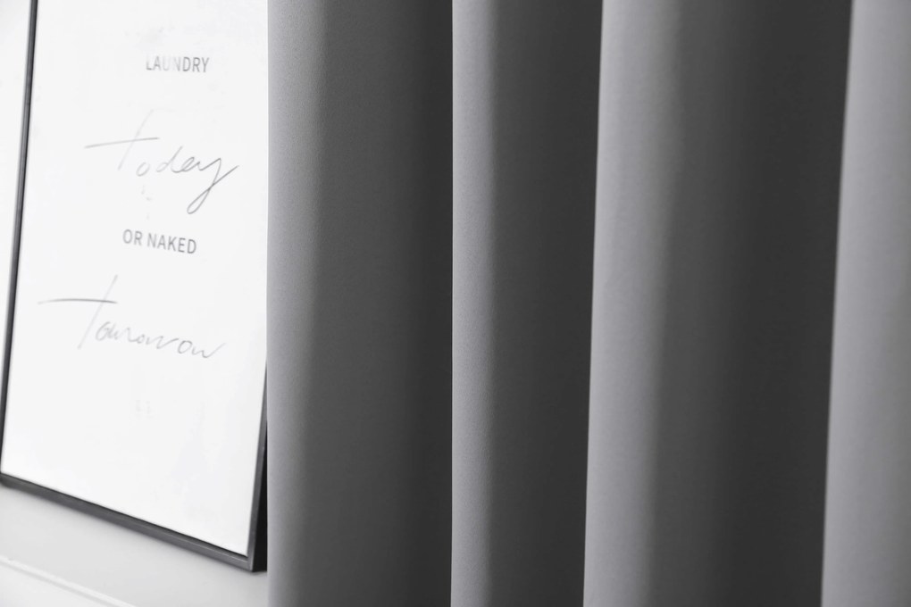 Szara zasłona OXFORD 140x270 cm Zawieszanie: Taśma z wiązaniami