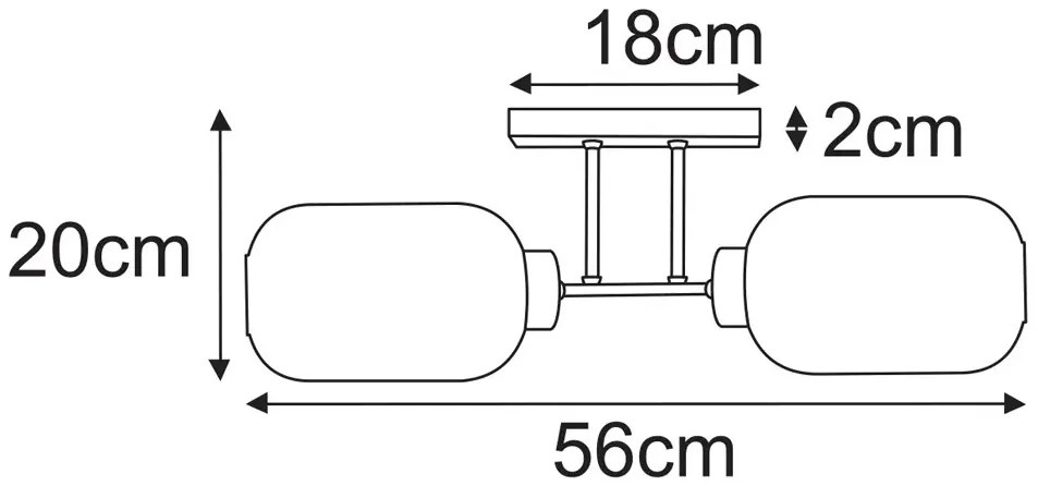 Sufitowa lampa z dwoma szklanymi kloszami beżowa H3-T83