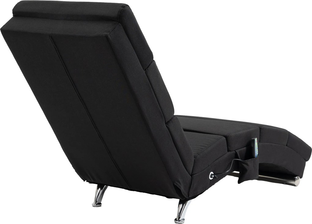 HOMCOM Fotel masujący, relaksacyjny, z funkcją leżenia i 8 punktami wibracyjnymi, 5 trybami, 56 x 168 x 84 cm, Czarny