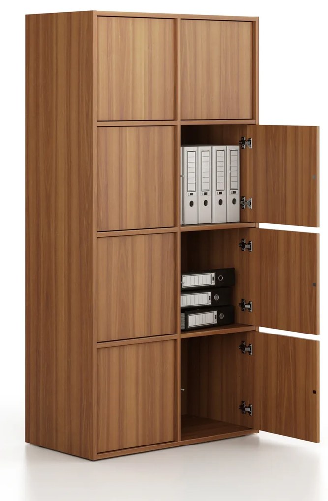 Szafka biurowa FRAME, 8x drzwi, 872 x 450 x 1735 mm, PUSH-lock, orzech