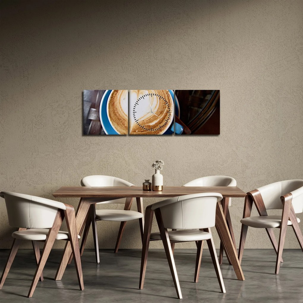 Obraz - Latte Art (z zegarem) (90x30 cm)