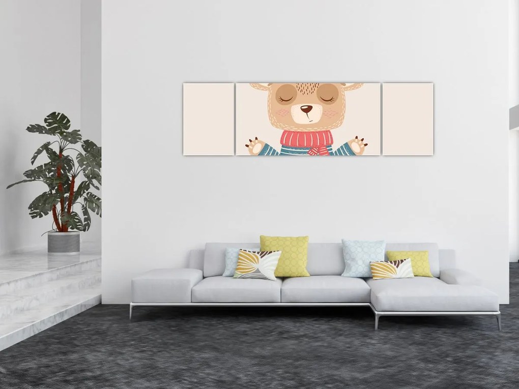 Obraz - Beżowy miś z koroną (170x50 cm)