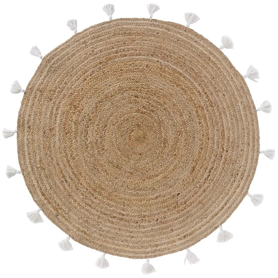 Biało-naturalny okrągły dywan ø 120 cm Shira – douceur d'intérieur