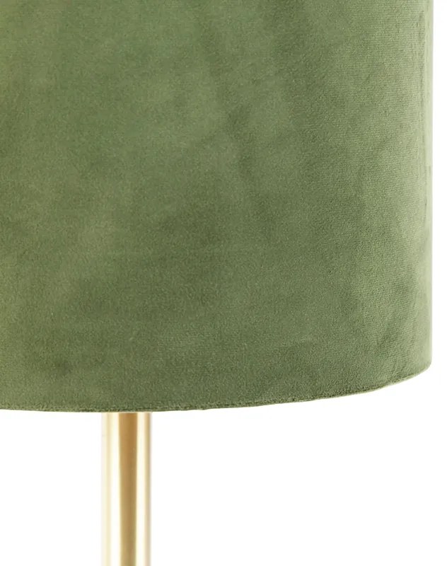 Lampa stołowa Botaniczna Mosiądz z Zielonym Kloszem 25 cm - Simplo Nowoczesny Oswietlenie wewnetrzne