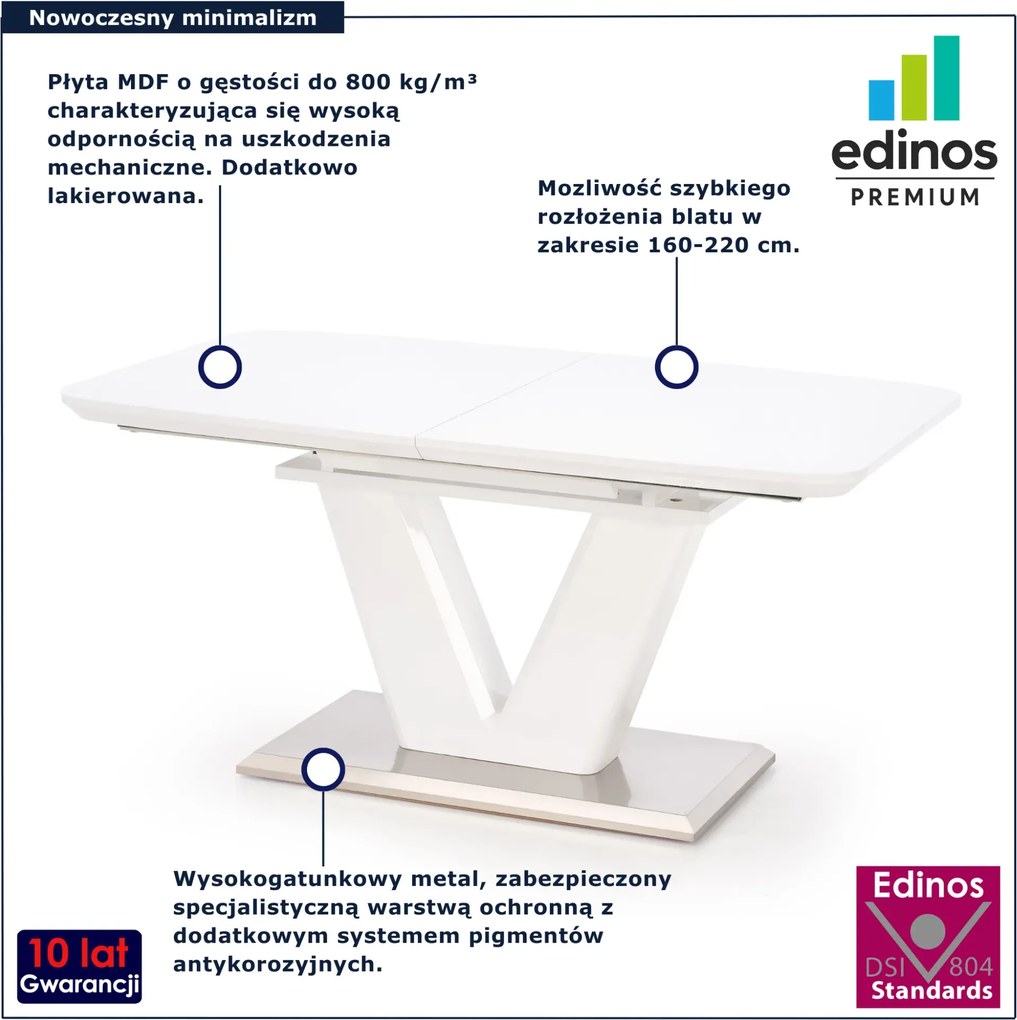 Luksusowy rozkładany stół biały połysk A3-G11