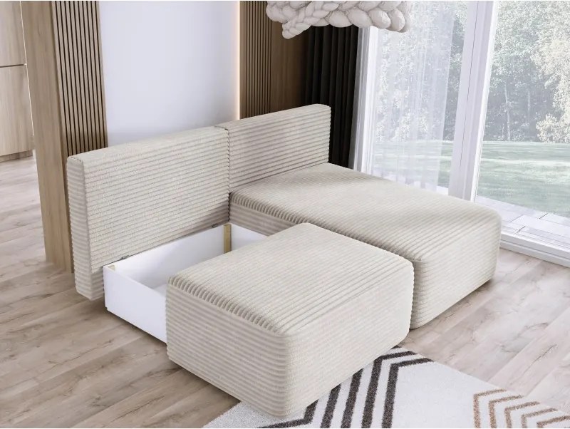 Narożnik TILIA wolnostojący układ L strona Prawa z funkcją spania w tkaninie Tilia 01