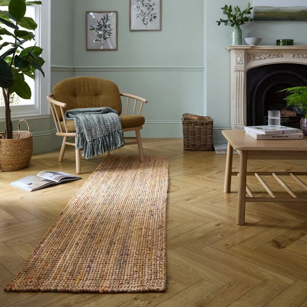 Chodnik z juty tkany ręcznie w naturalnym kolorze 60x300 cm Jute Boucle Multi – Flair Rugs