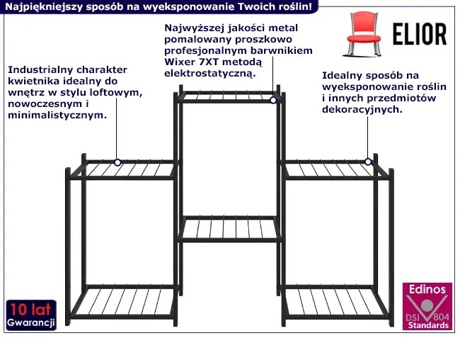 Minimalistyczny czarny kwietnik z metalu E6-B98