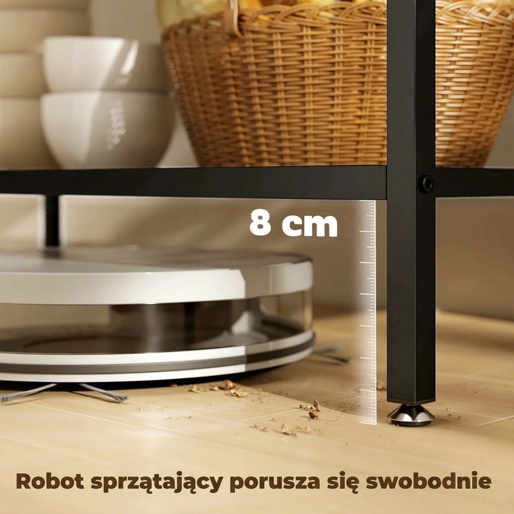 HOMCOM Regał kuchenny, 3-poziomowy regał kuchenny ze stalową ramą, Rustykalny-Brąz+Czarny