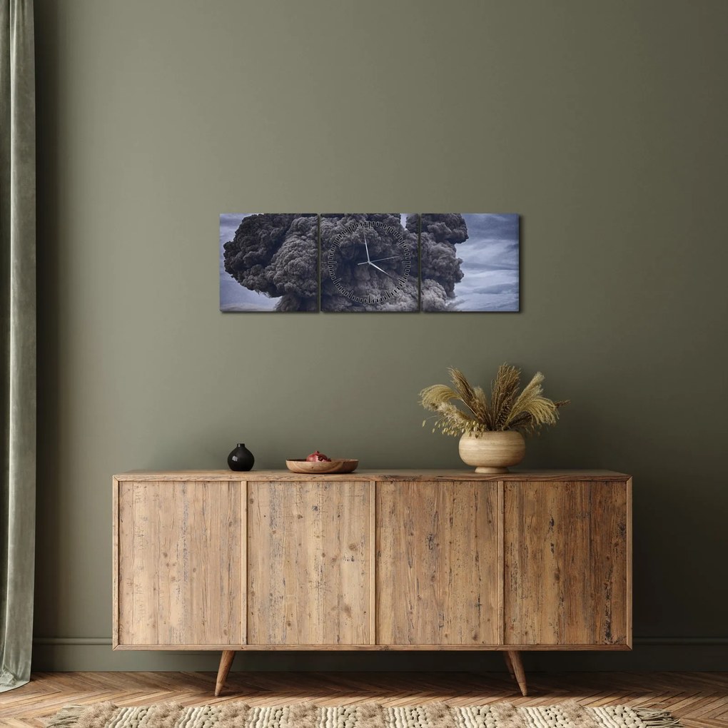 Obraz - Erupcja wulkanu (z zegarem) (90x30 cm)
