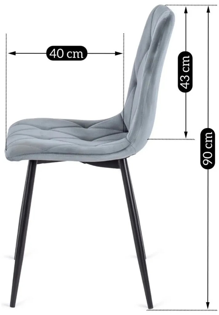 Zestaw stół Okrągły LINO 100 cm Orzech/Czarny i 4 Krzesła Tapicerowane do Salonu ROBIN Szare Welurowe Nowoczesne Loft