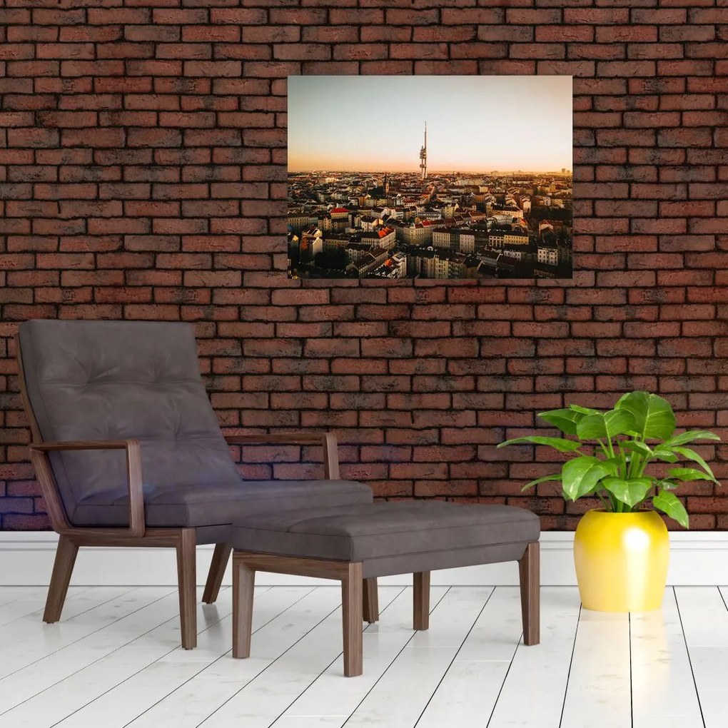 Obraz zachodu słońca nad Žižkov (70x50 cm)